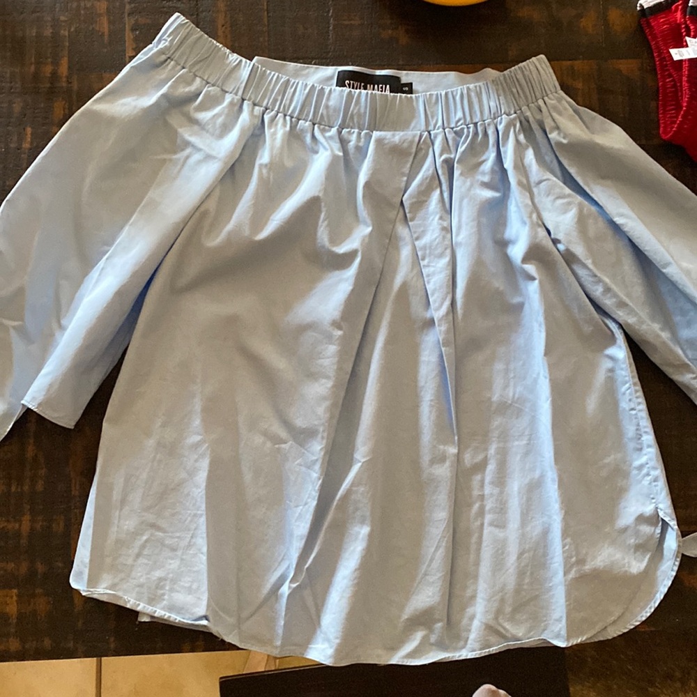 Style Mafia baby Blue Off-Shoulder Top